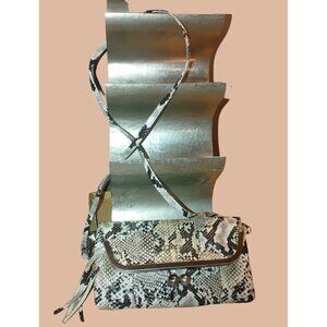 Jessica Simpson Snake White Black Print Clutch Purse With Shoulder Strap